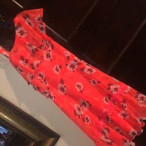 Neon orange coral floral express dress size 4
